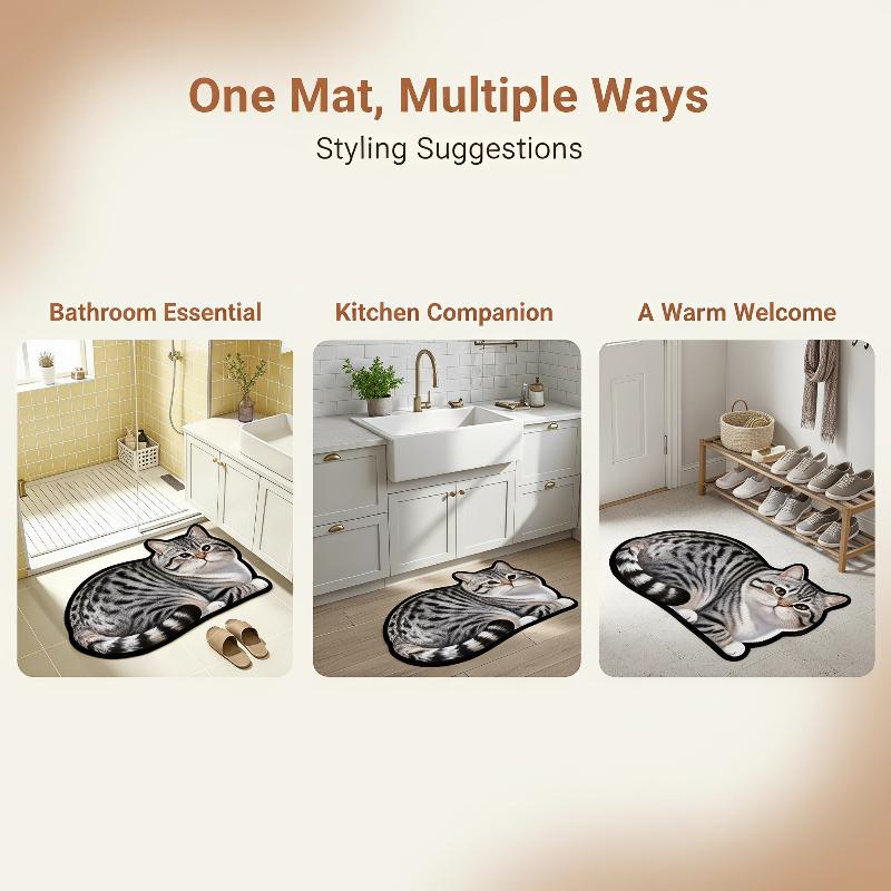 Diatomite Bath Mat Lovely Cat  - Home Bathroom Ideas review and price