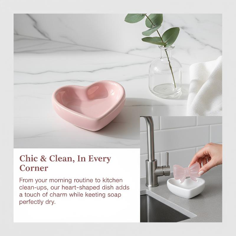 Cute Bow Heart Shaped Ceramic  - Home Bathroom Design review and price