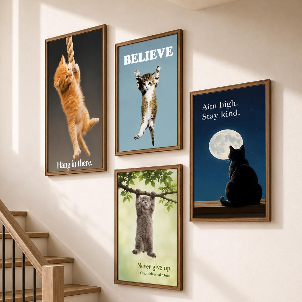 Funny Motivational Cats Cute Q - Home Bathroom Quotes review and price