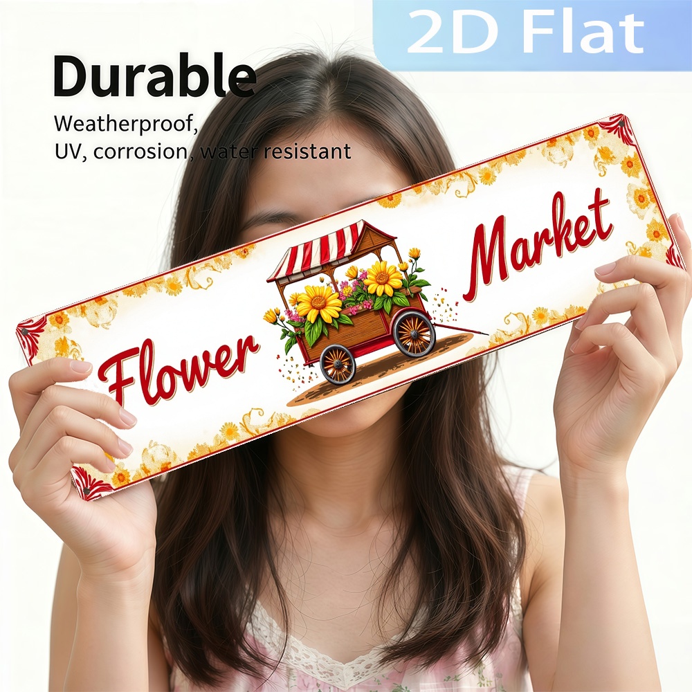2D Flat, Vintage Sign 'Flower  - Home Kitchen Bathroom Marketing review and price