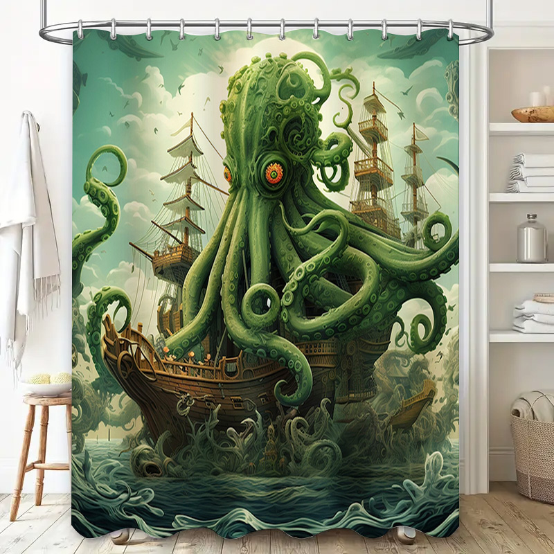 Octopus Ship Shower Curtain Su - Home Decor Bathroom Ideas review and price
