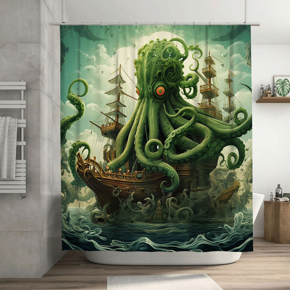 Octopus Ship Shower Curtain Su - Home Decor Bathroom Ideas review and price
