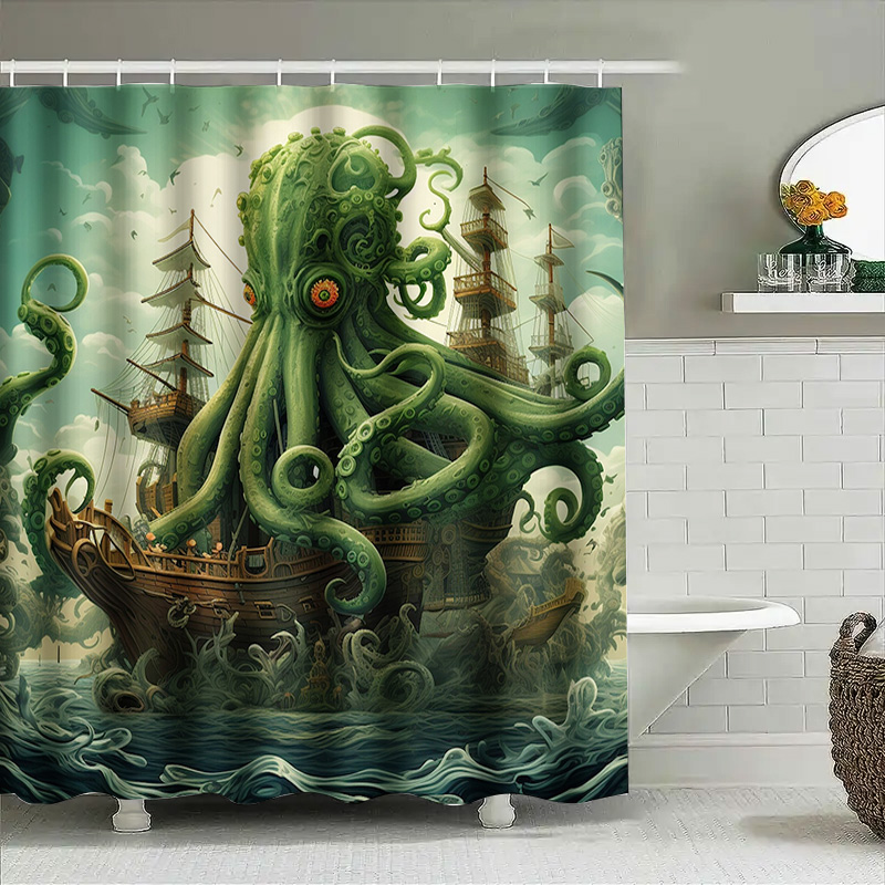 Octopus Ship Shower Curtain Su - Home Decor Bathroom Ideas review and price