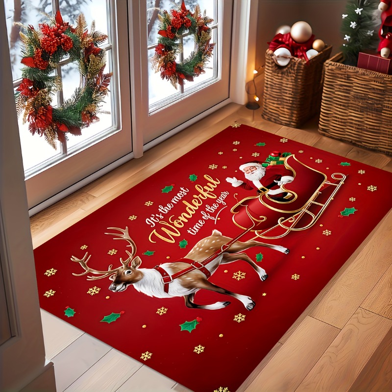 Red Christmas Flannel Doormat  - Home Bathroom Quotes review and price