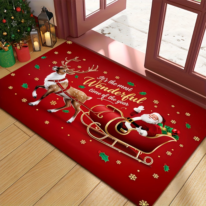 Red Christmas Flannel Doormat  - Home Bathroom Quotes review and price