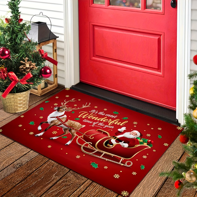Red Christmas Flannel Doormat  - Home Bathroom Quotes review and price