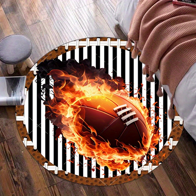 Flaming Football Round Rug for - Home Decor Bathroom Ideas review and price