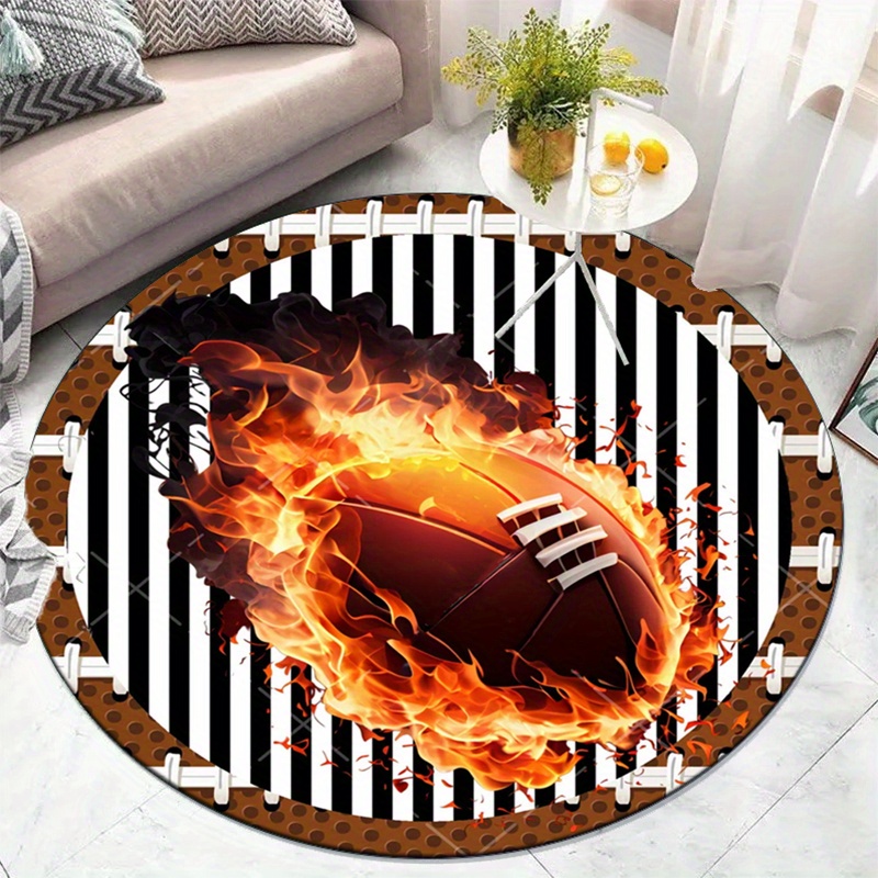 Flaming Football Round Rug for - Home Decor Bathroom Ideas review and price