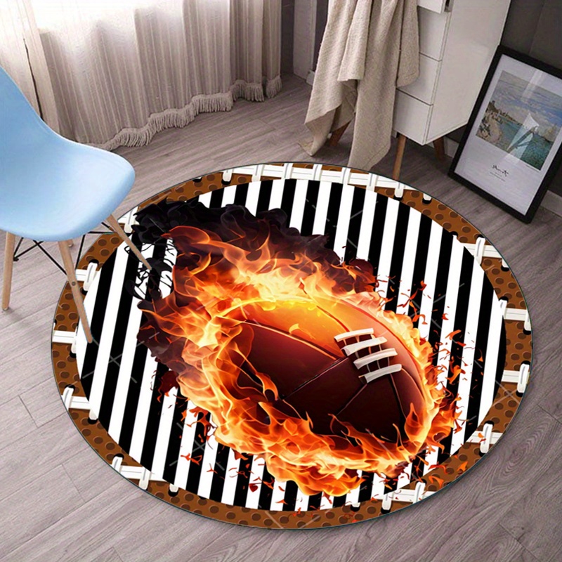 Flaming Football Round Rug for - Home Decor Bathroom Ideas review and price