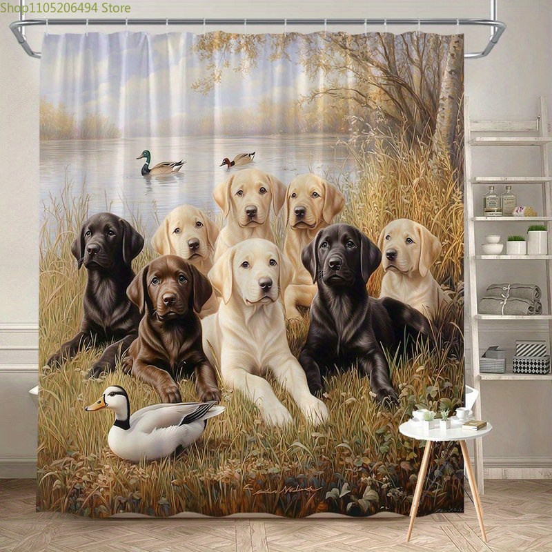 Labrador Dog Family Shower Cur - Home Decor Bathroom Ideas review and price