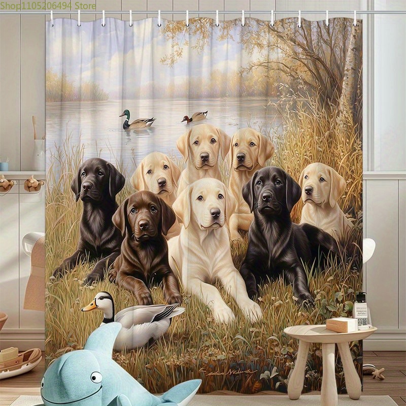 Labrador Dog Family Shower Cur - Home Decor Bathroom Ideas review and price